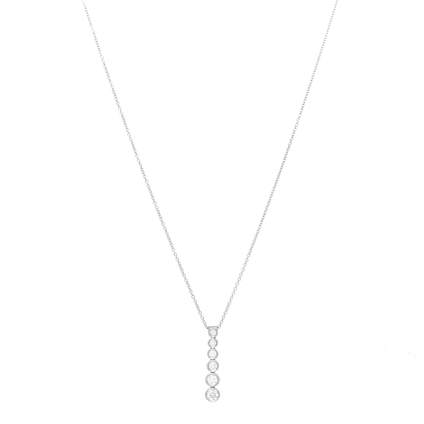 Platinum Diamond Jazz Graduated Drop Pendant Necklace