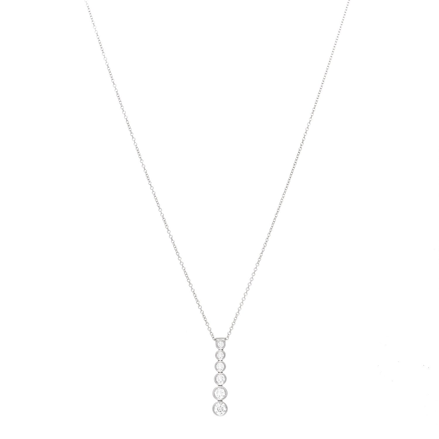 Tiffany Platinum Diamond Jazz Graduated Drop Pendant Necklace 1 of 4