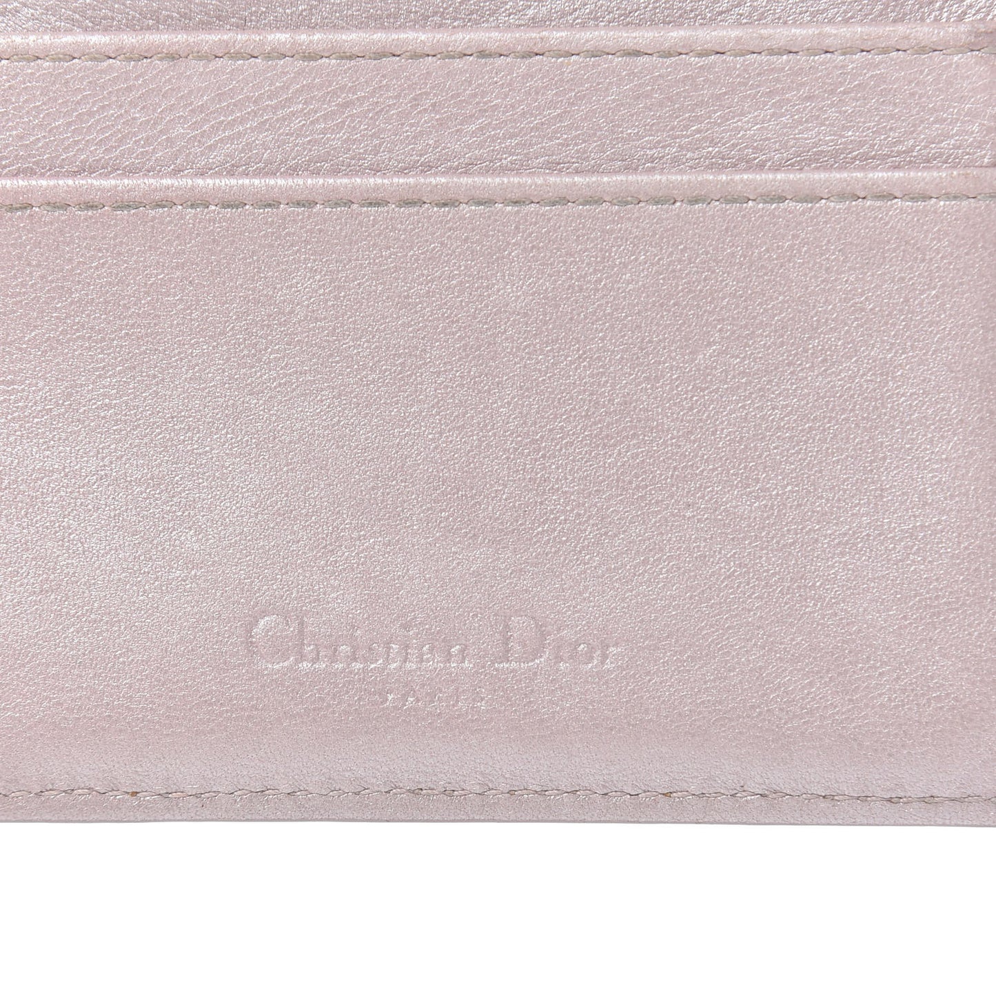 Metallic Lambskin Cannage Lady Dior Card Holder Pink