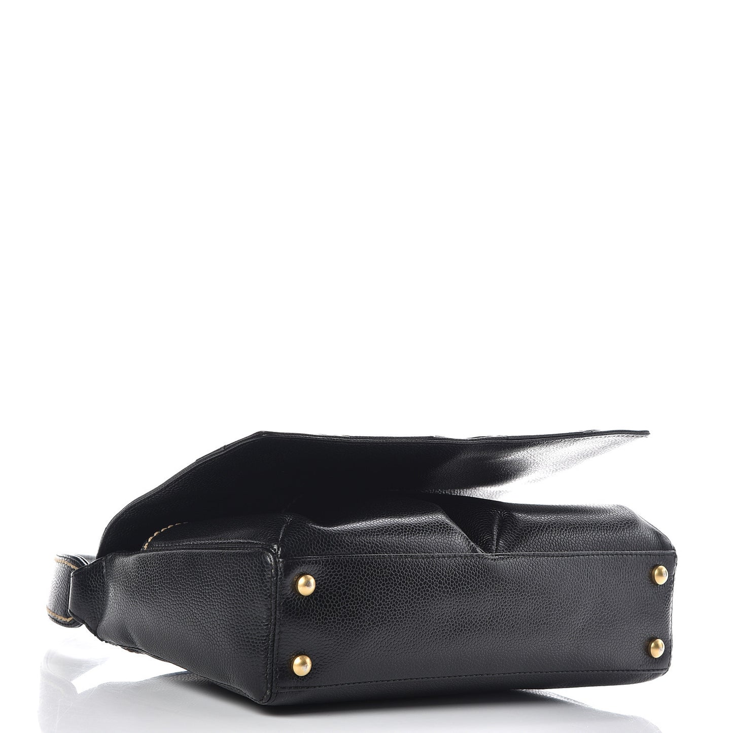 Caviar CC Stitched Medium Flap Shoulder Bag Black