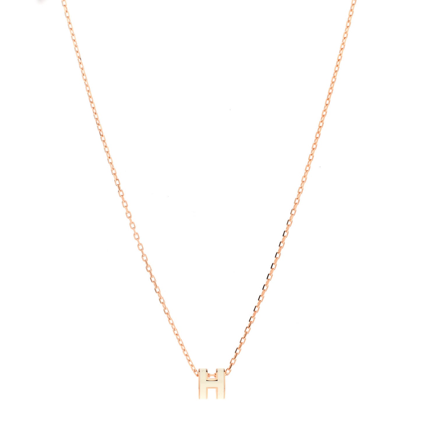 Lacquered Rose Gold Mini Pop H Pendant Necklace White