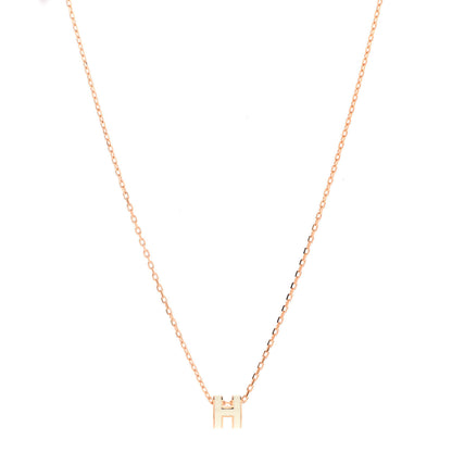 Hermes Lacquered Rose Gold Mini Pop H Pendant Necklace White 1 of 6