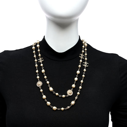 Chanel Pearl CC Flower Long Necklace White Gold 2 of 5
