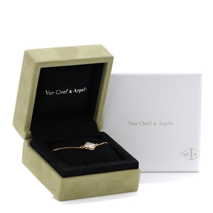 Van Cleef & Arpels 18K Yellow Gold Mother of Pearl Sweet Alhambra Bracelet 8 of 8