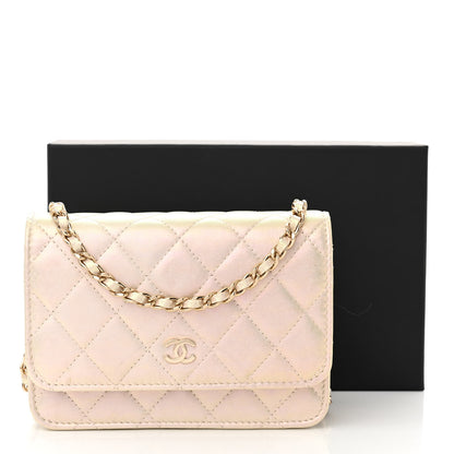 Chanel Iridescent Lambskin Quilted Mini Wallet On Chain WOC Ivory 11 of 11
