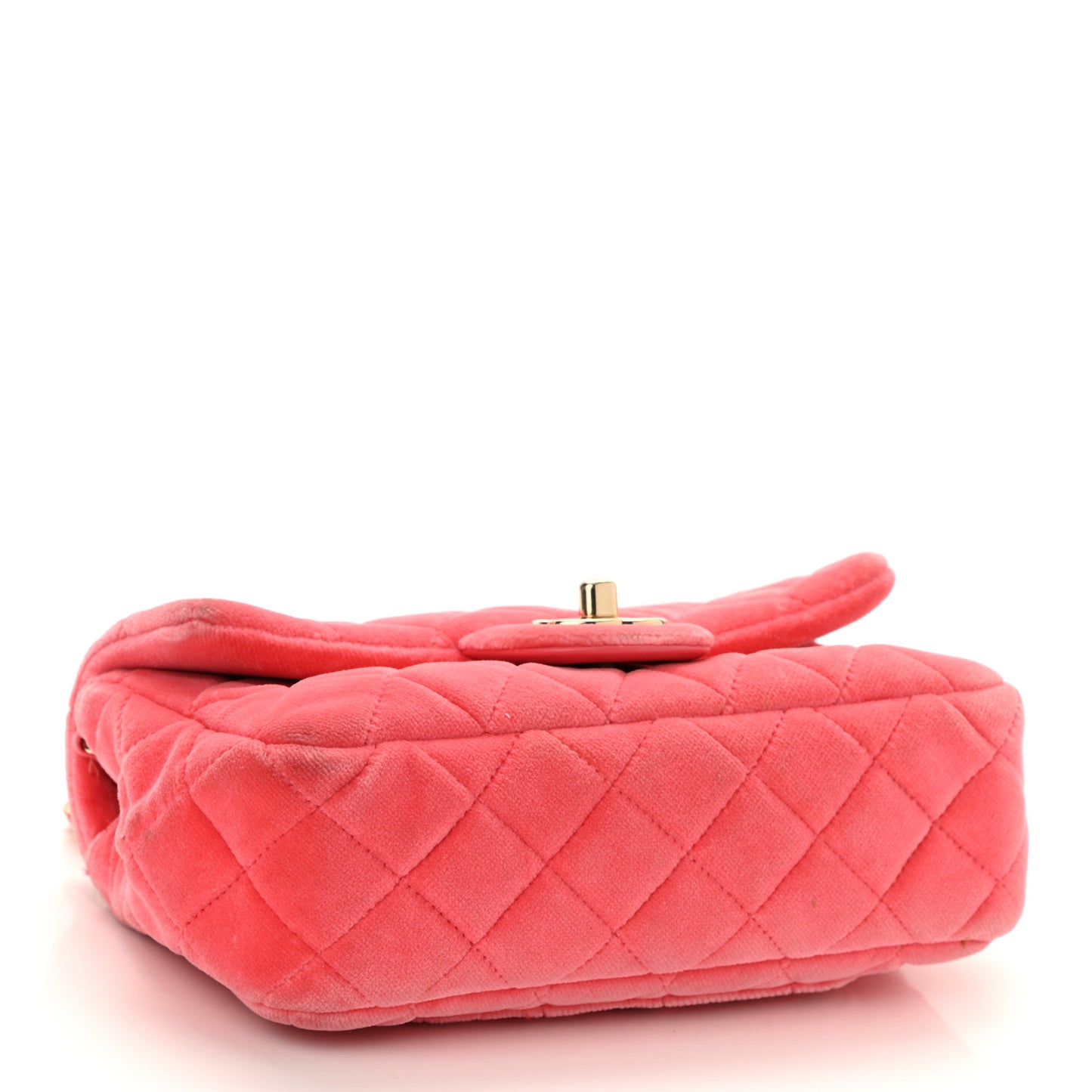 Velvet Quilted Mini Rectangular Pearl Crush Flap Coral