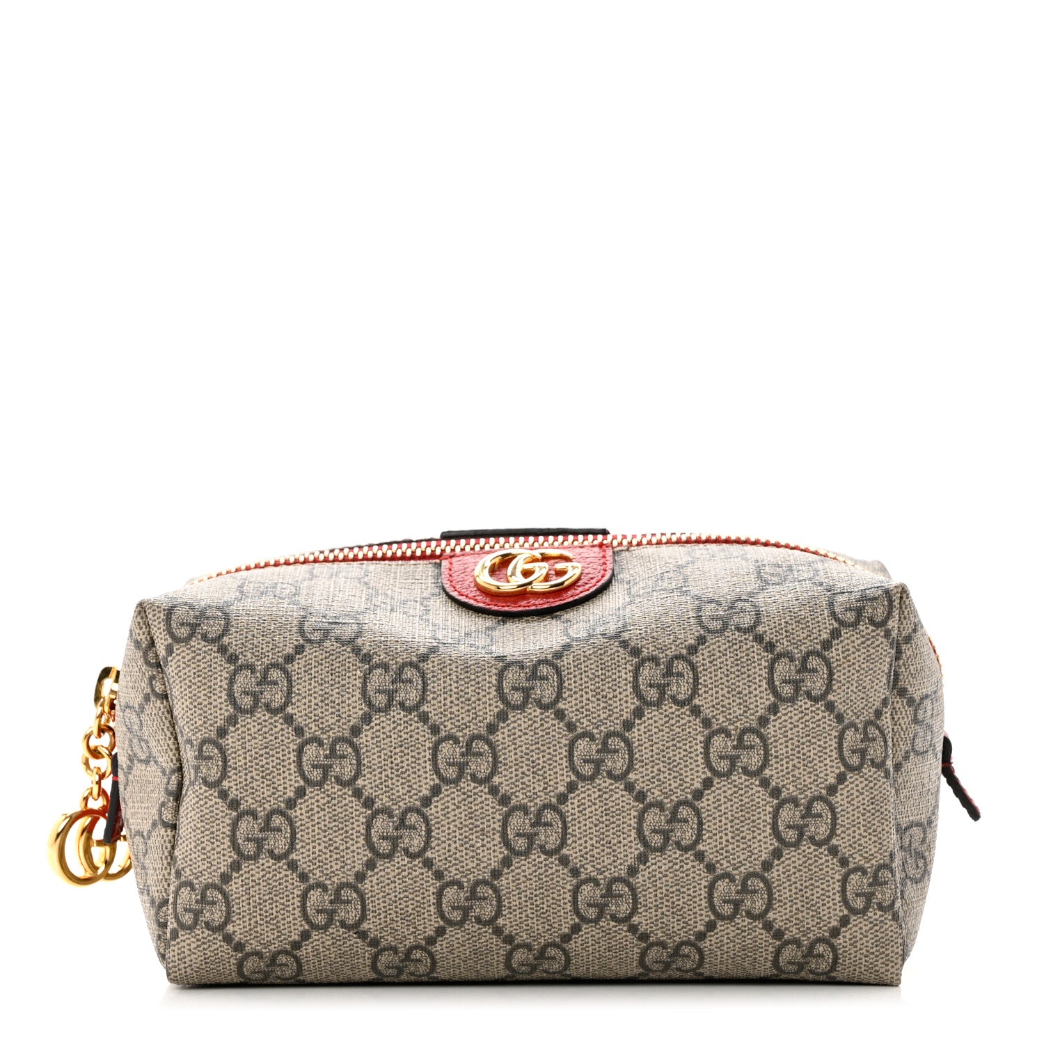 Gucci Soft GG Supreme Monogram Calfskin Medium Ophidia Cosmetic Case Beige Ebony Hibiscus Red 1 of 8
