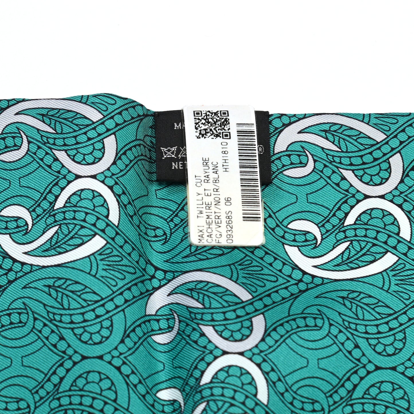 Silk Cachemire Et Rayure Maxi Twilly Cut Vert Black White