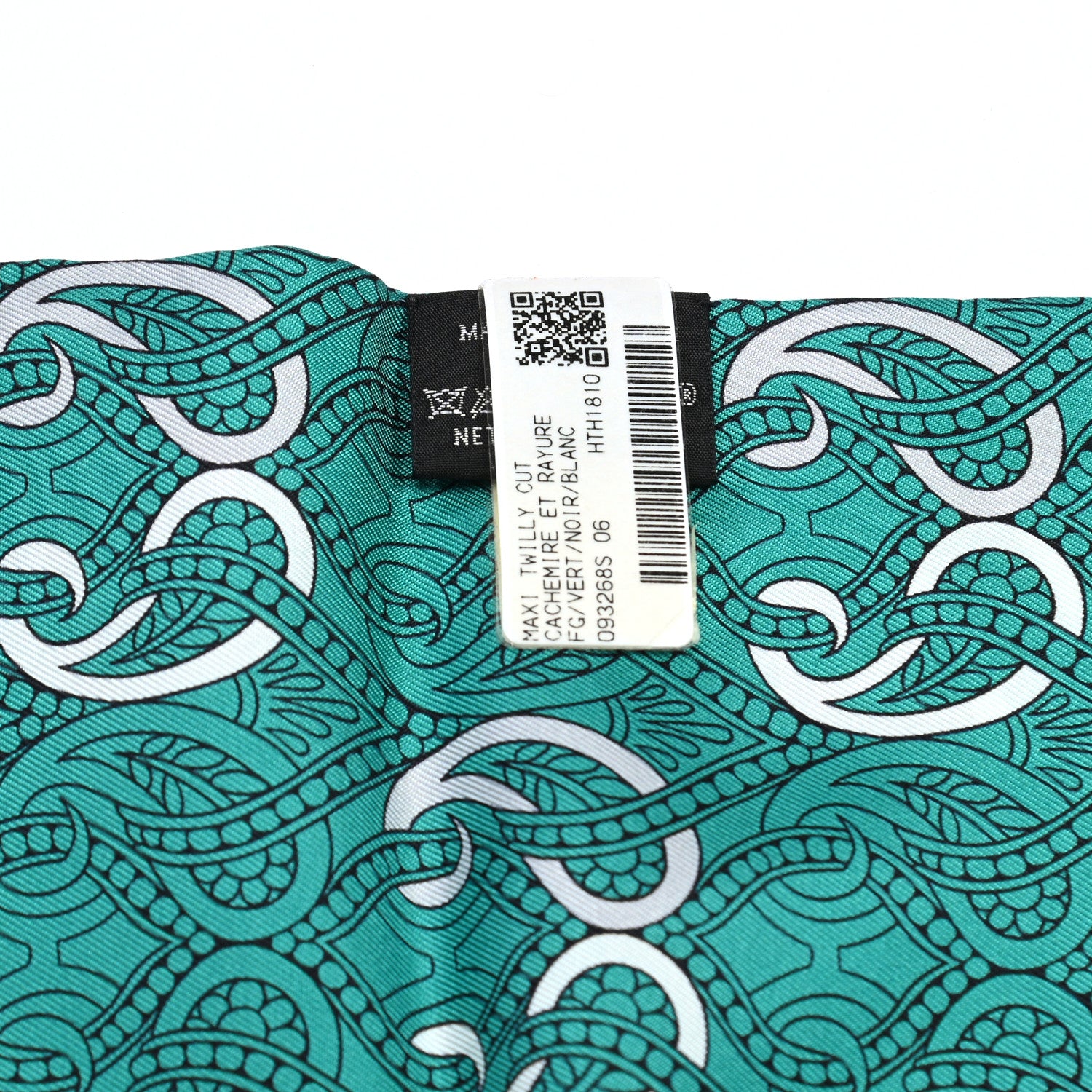 Hermes Silk Cachemire Et Rayure Maxi Twilly Cut Vert Black White 3 of 4