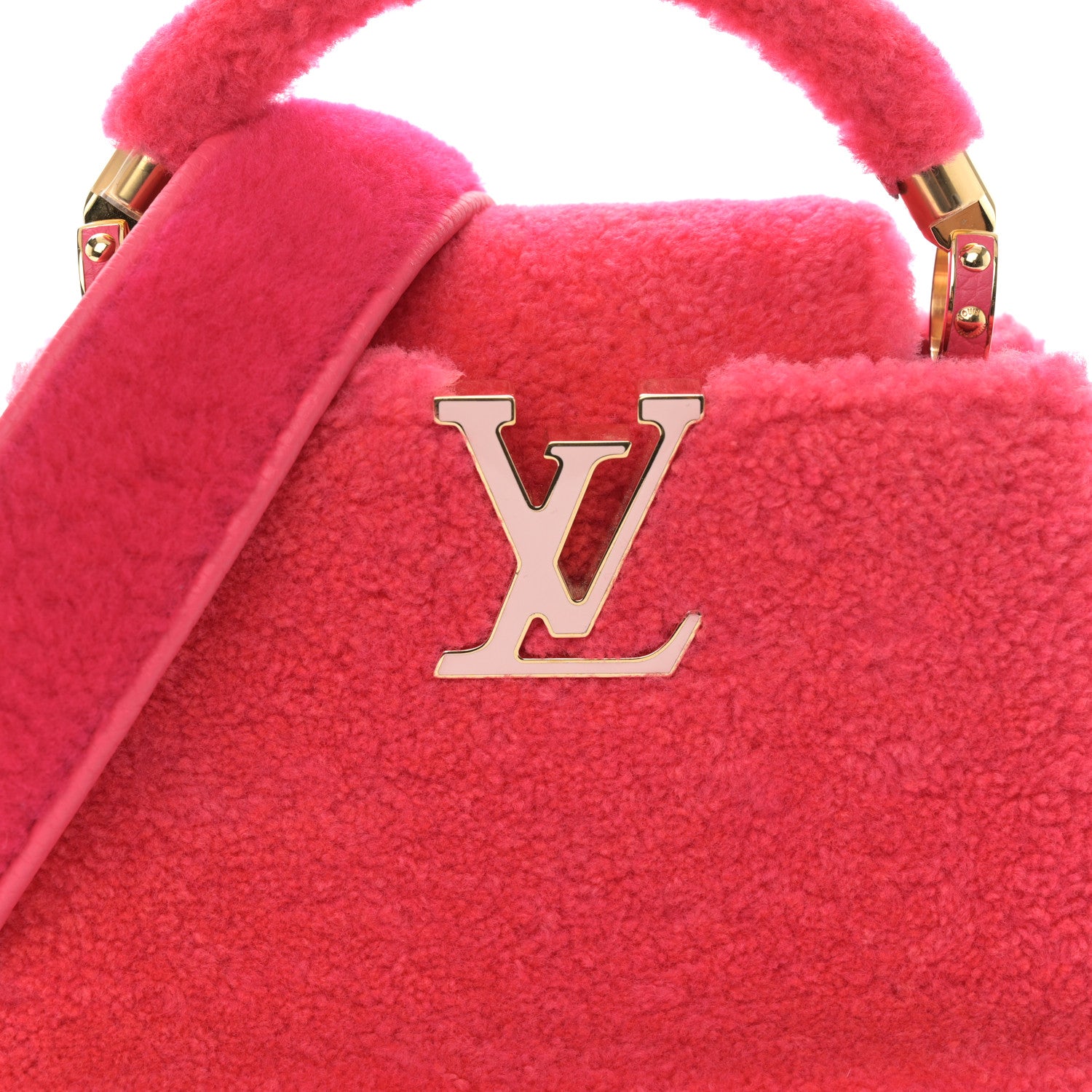 Louis Vuitton Shearling Calfskin Capucines Mini Pink 7 of 10