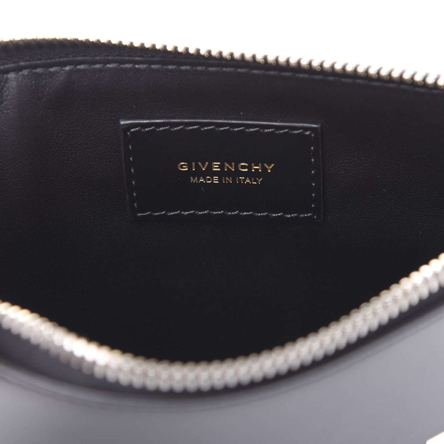 Calfskin Medium Logo Pouch Black