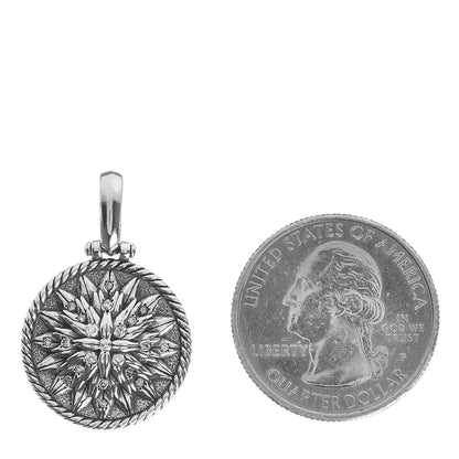 David Yurman Sterling Silver Diamond Cable Collectibles Lotus Flower Pendant 2 of 3