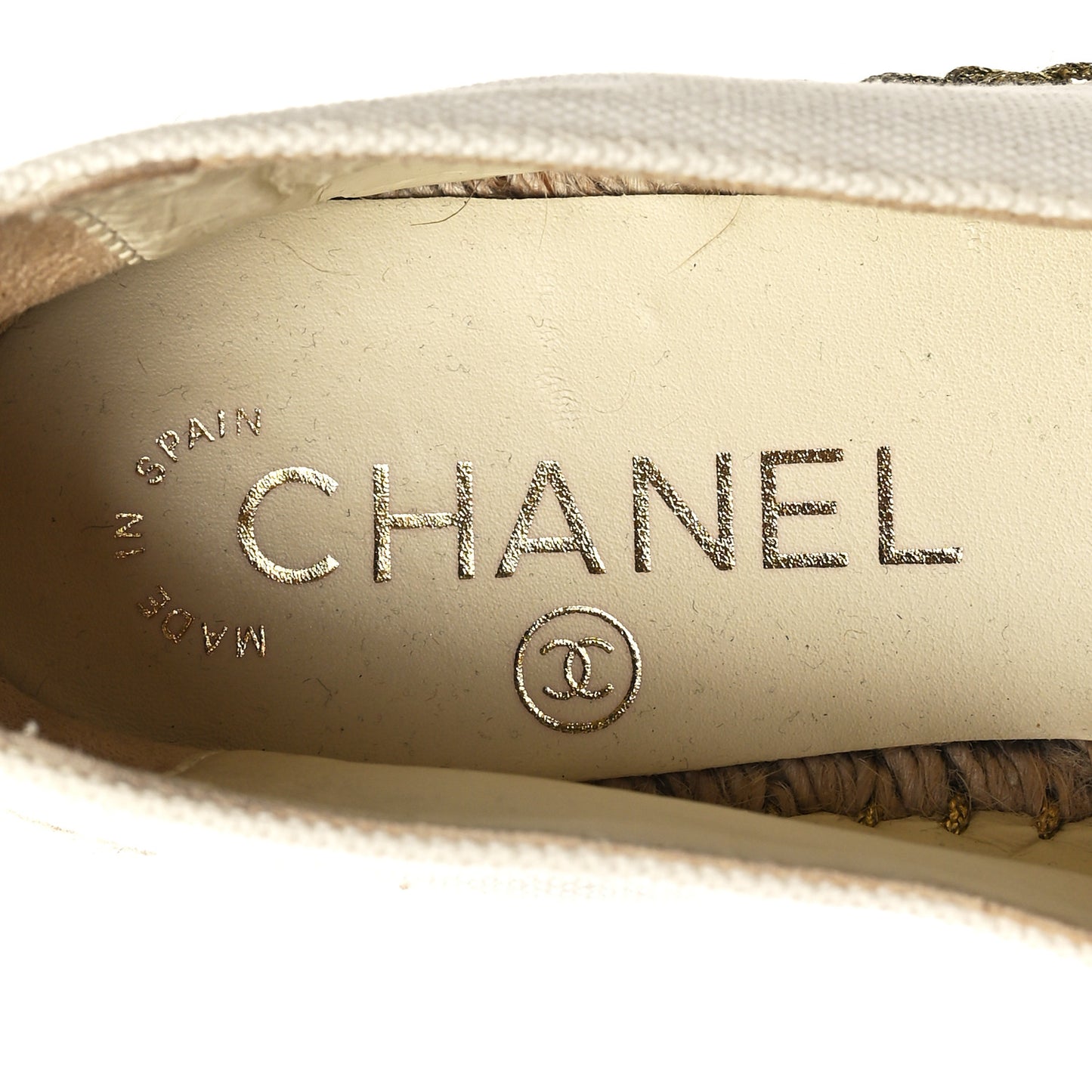 Fabric Biarritz CC Espadrilles 35 White Gold