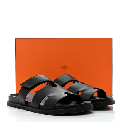 Hermes Calfskin Mens Chypre Sandals 44 Black 9 of 9