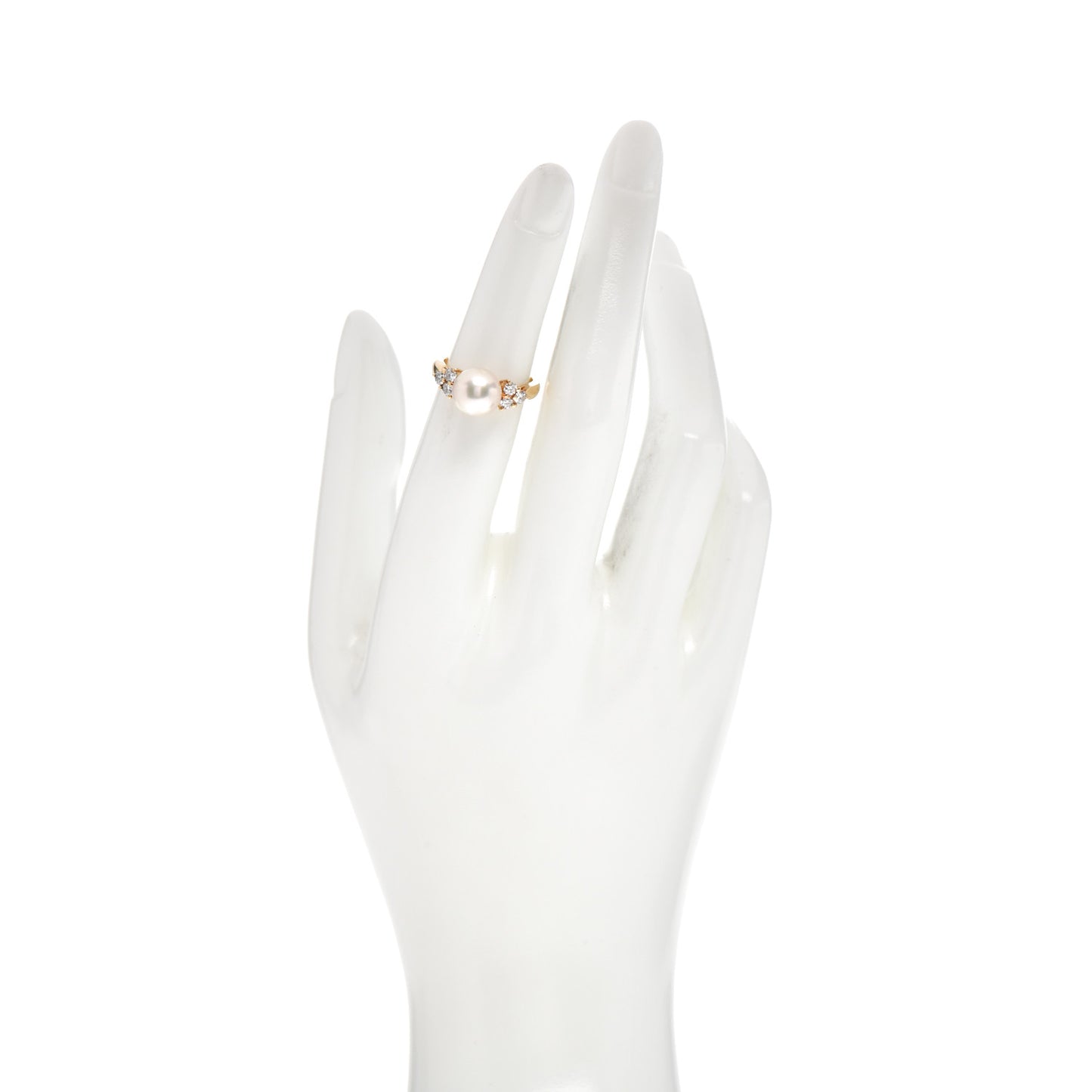 18K Yellow Gold Diamond Akoya Pearl 8.5mm Ring 49 4.75