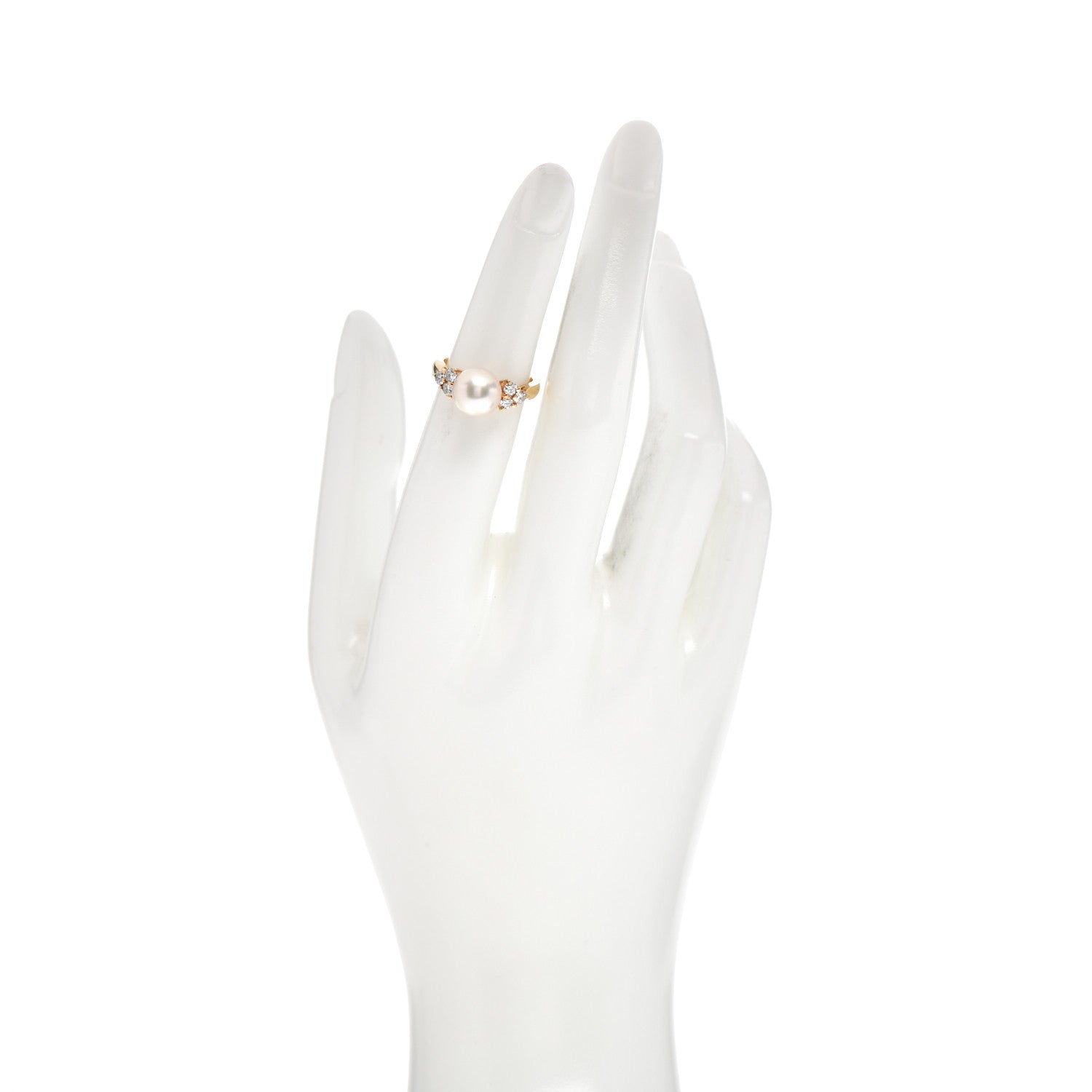 Mikimoto 18K Yellow Gold Diamond Akoya Pearl 8.5mm Ring 49 4.75 2 of 6