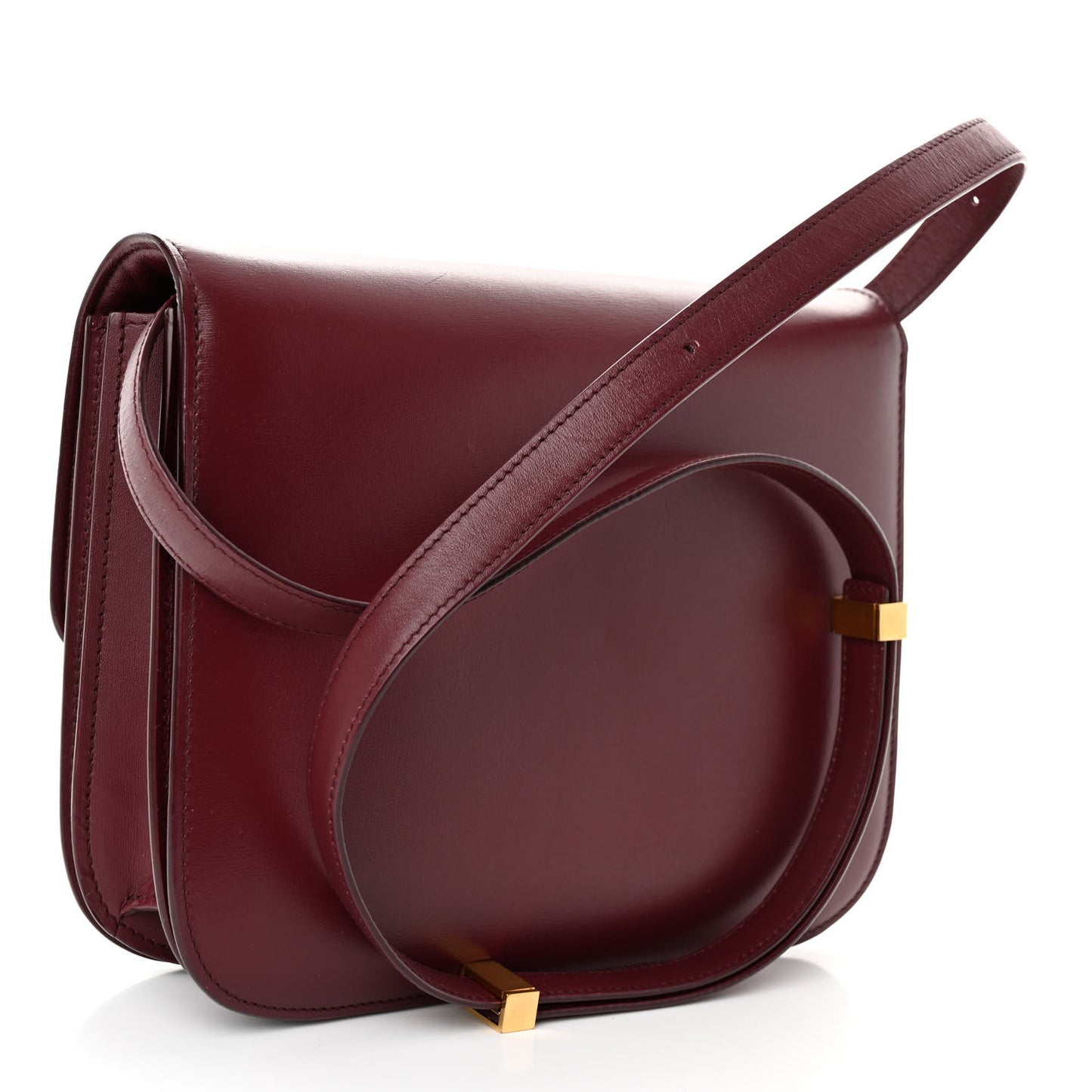 Box Calfskin Medium Classic Box Flap Bag Burgundy