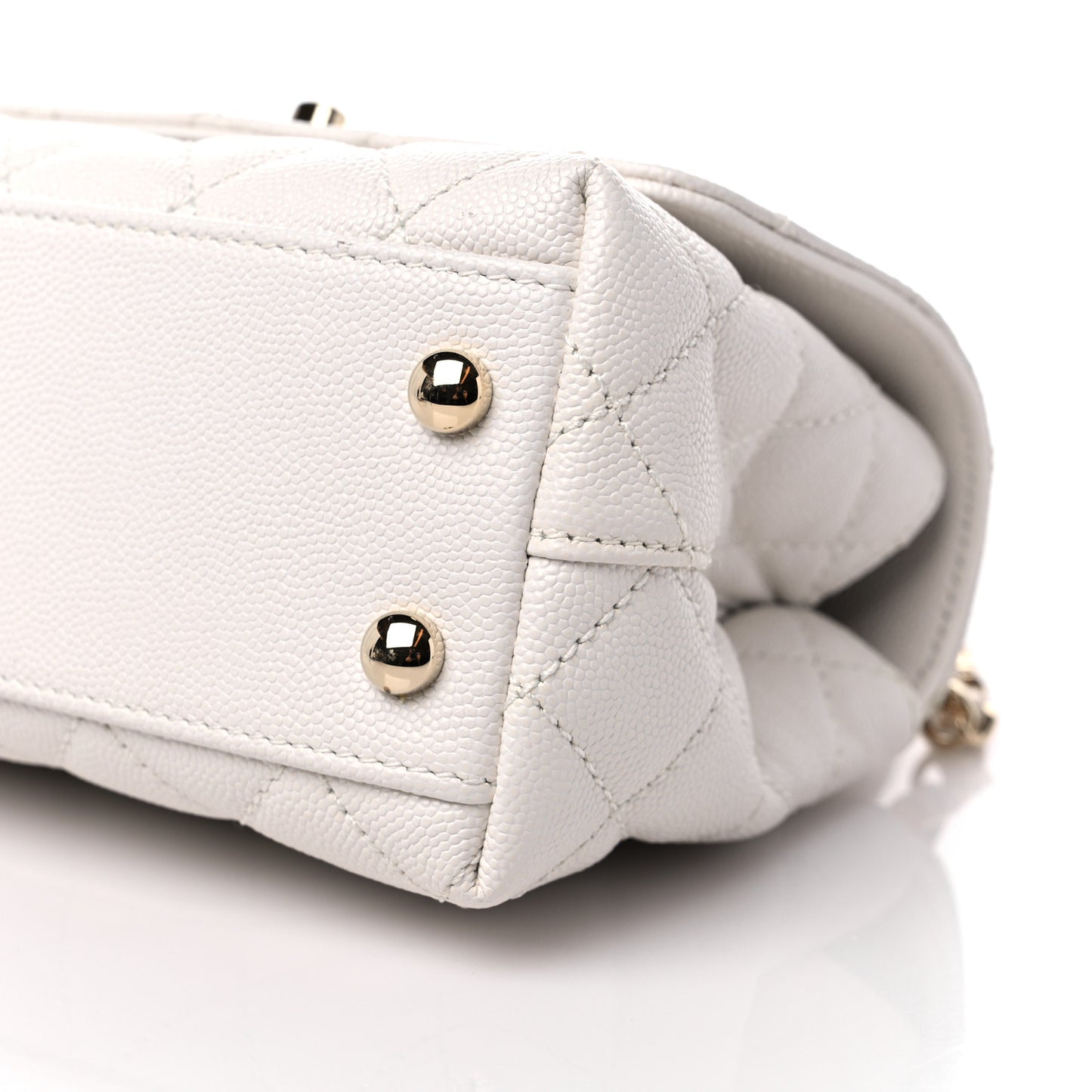 Caviar Quilted Extra Mini Coco Handle Flap White