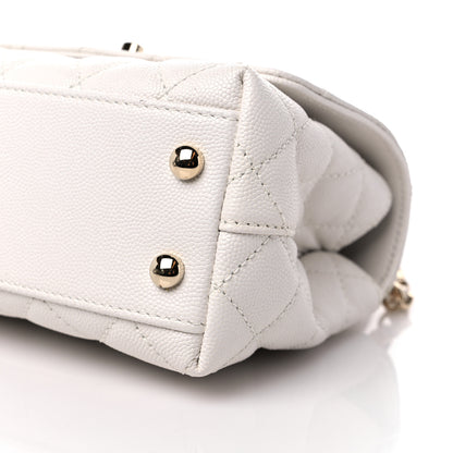 Chanel Caviar Quilted Extra Mini Coco Handle Flap White 9 of 10