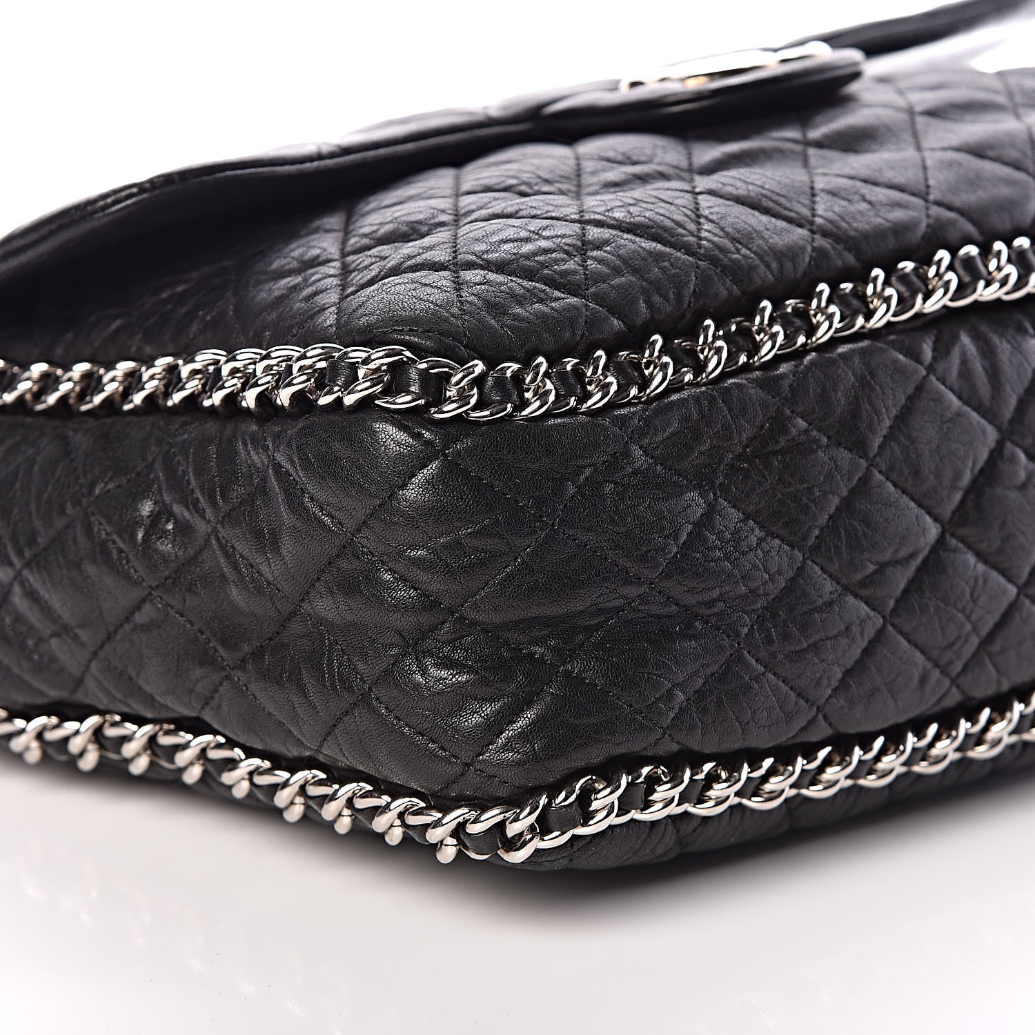 Chanel Washed Lambskin Quilted Maxi Chain Around Flap Black 8 of 9