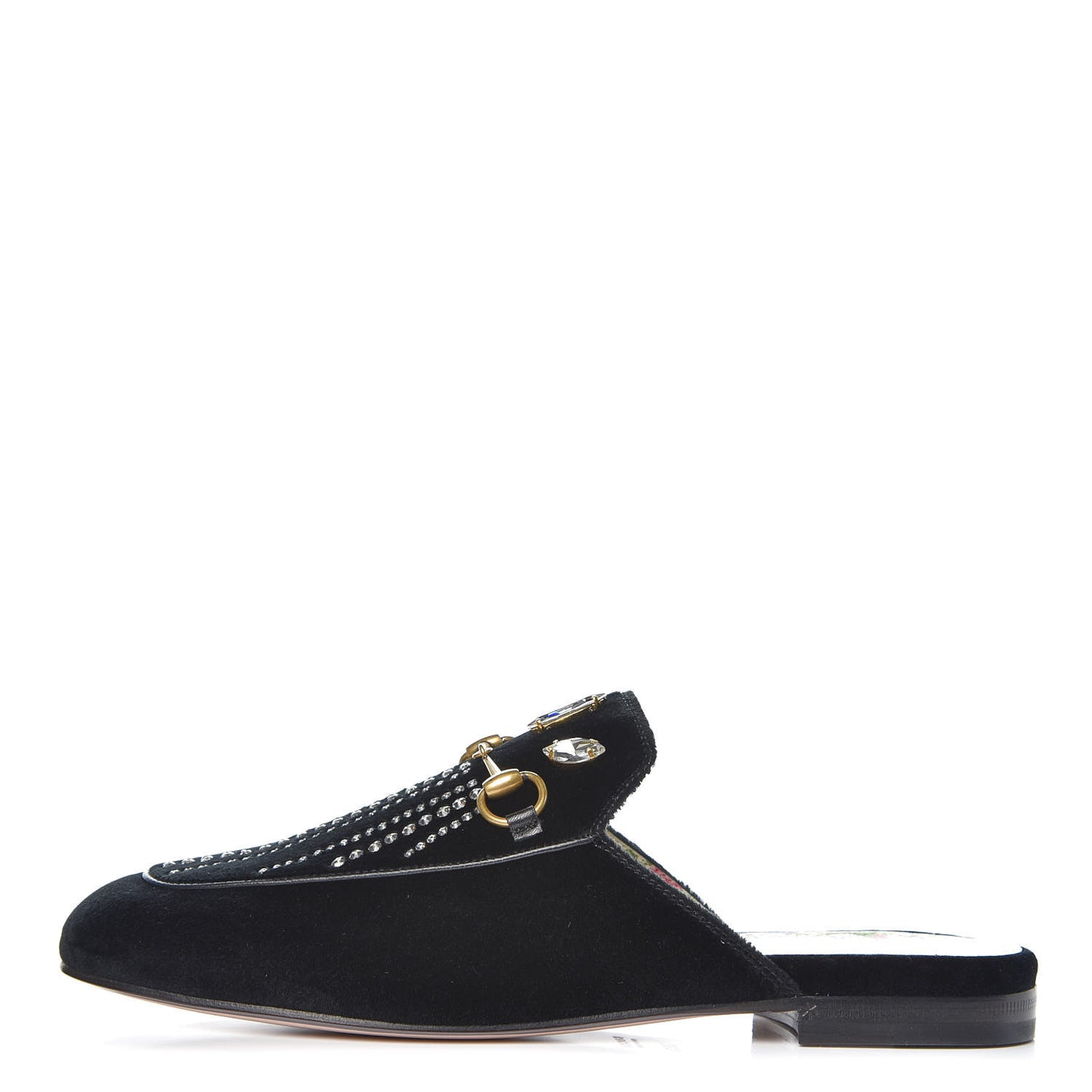 Velvet Marquise Crystals Womens Princetown Slippers 38.5 Black
