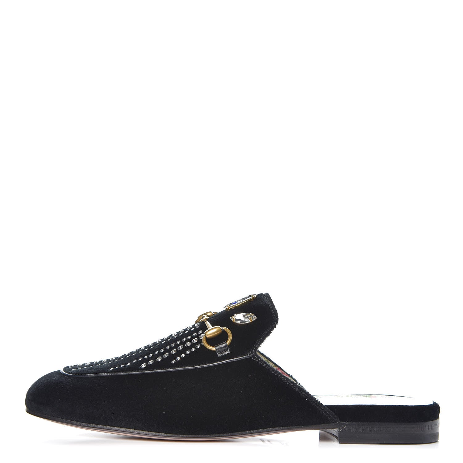 Gucci Velvet Marquise Crystals Womens Princetown Slippers 38.5 Black 1 of 9