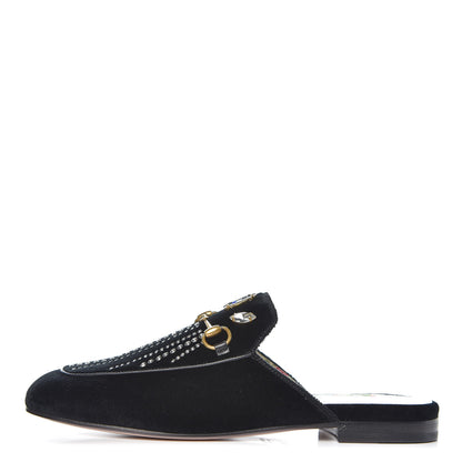 Gucci Velvet Marquise Crystals Womens Princetown Slippers 38.5 Black 1 of 9
