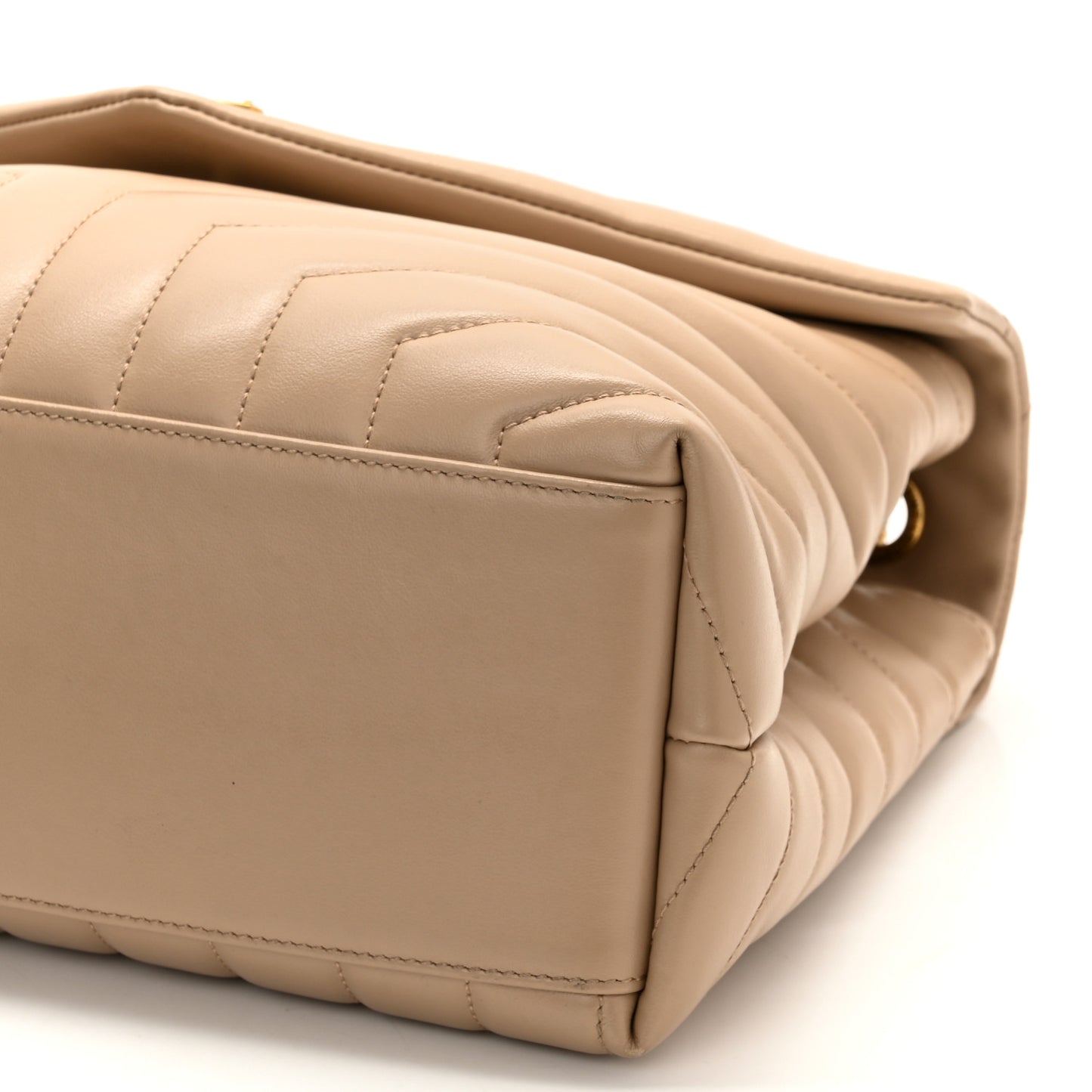 Calfskin Y Quilted Monogram Medium Loulou Chain Satchel Dark Latte