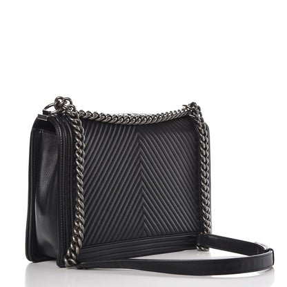 Chanel Calfskin Chevron Quilted Large Boy Flap Black 4 of 10