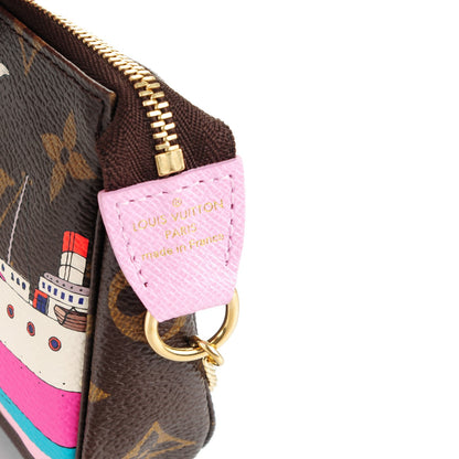 Louis Vuitton Monogram 2016 Christmas Animation Mini Pochette Accessories Rose Ballerine 6 of 7
