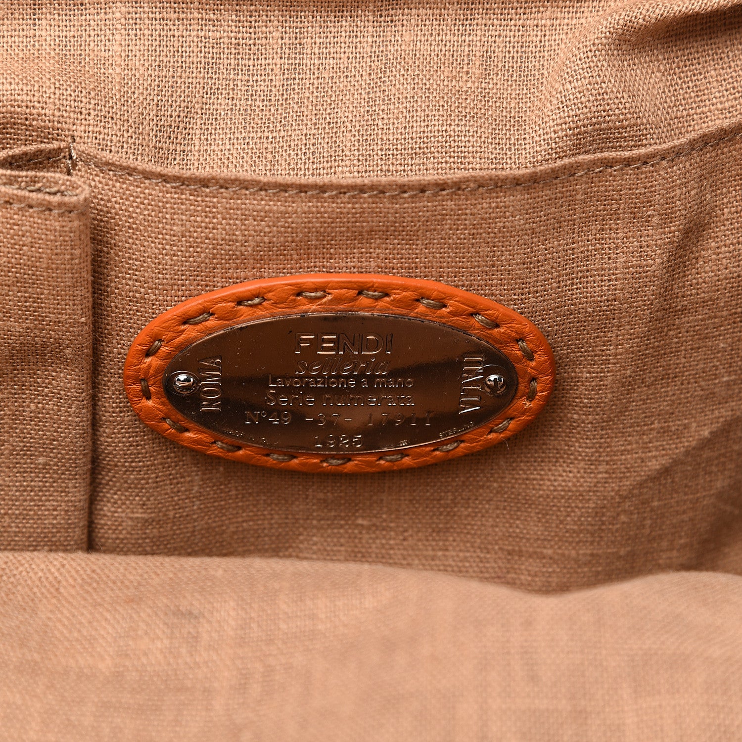 Fendi Calfskin Romano Selleria Firenze Frame Bag Orange 5 of 9