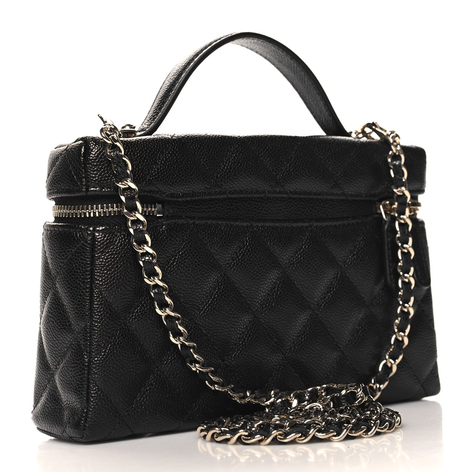 Chanel Caviar Quilted Top Handle Slim Vanity With Chain Black 3 of 11