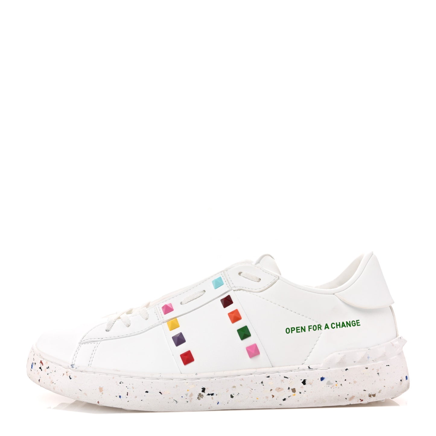 Vegan Leather Womens Rockstud Open for a Change Sneakers 41 White Multicolor