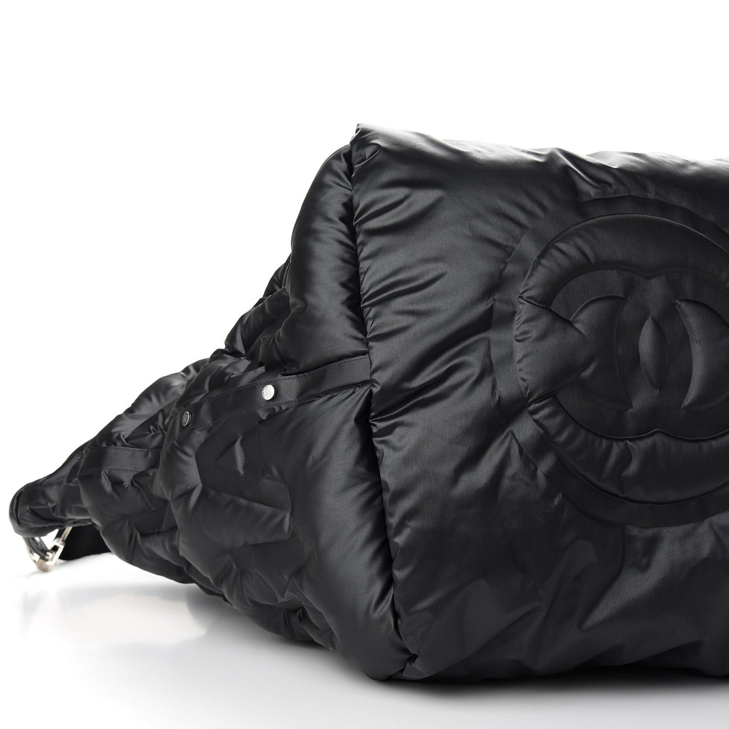 Nylon Embossed Large Doudoune Bowling Bag Black