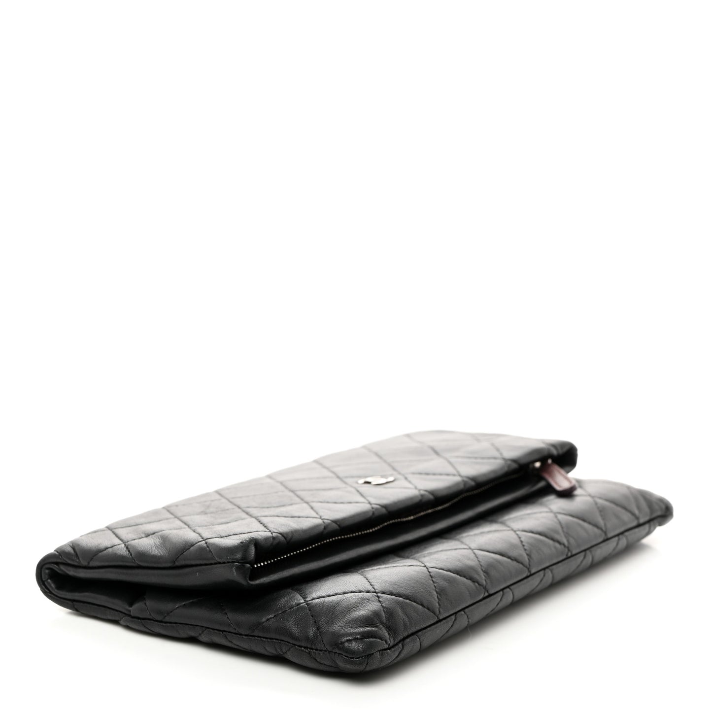 Lambskin Quilted CC Beauty Clutch Black