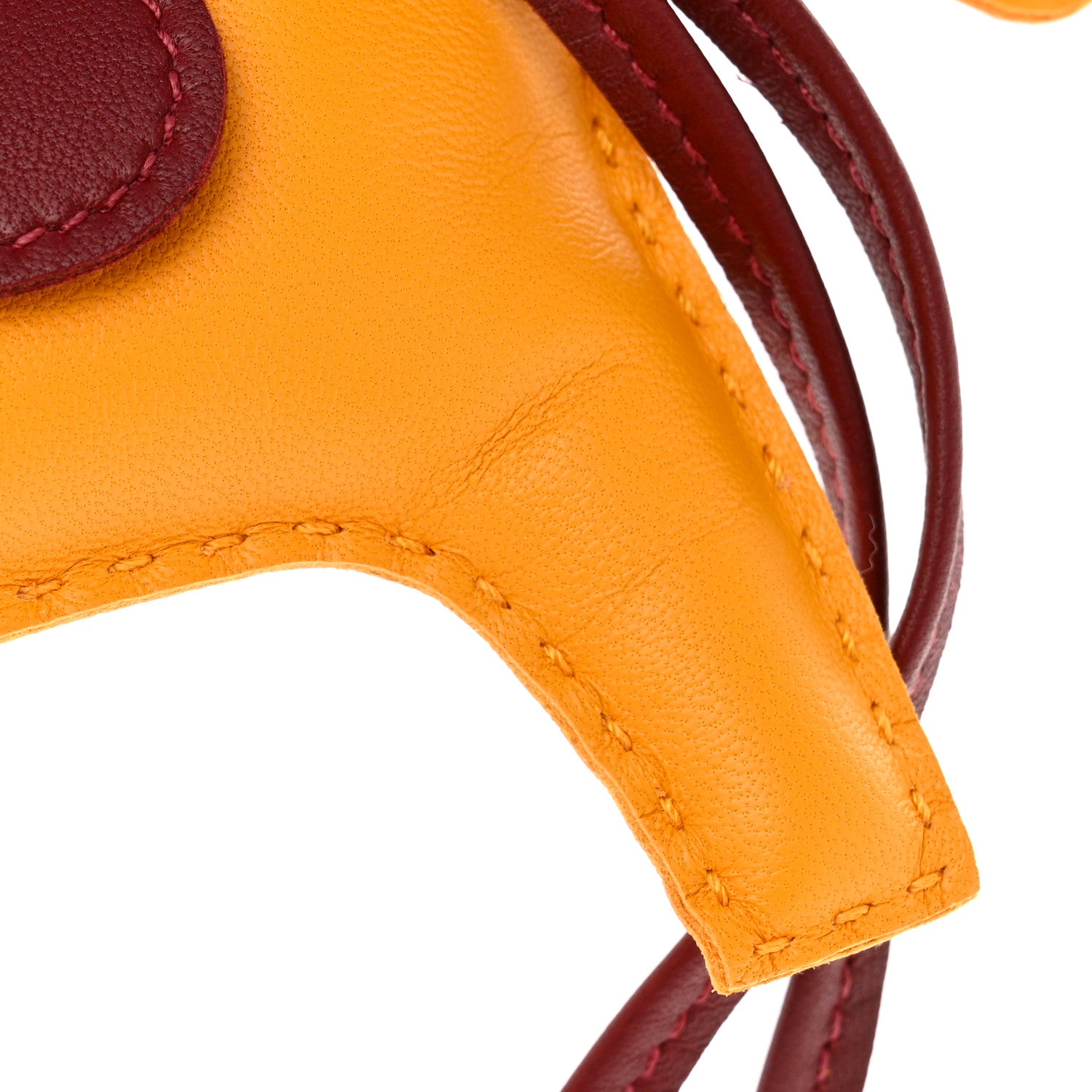 Hermes Milo Lambskin Grigri Rodeo Horse Bag Charm MM Jaune D'Or Bleu Agate Cornaline 6 of 7