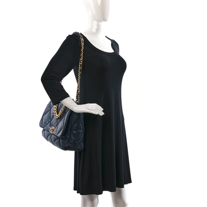 Chanel Lambskin Quilted Maxi Chanel 19 Flap Navy 2 of 11
