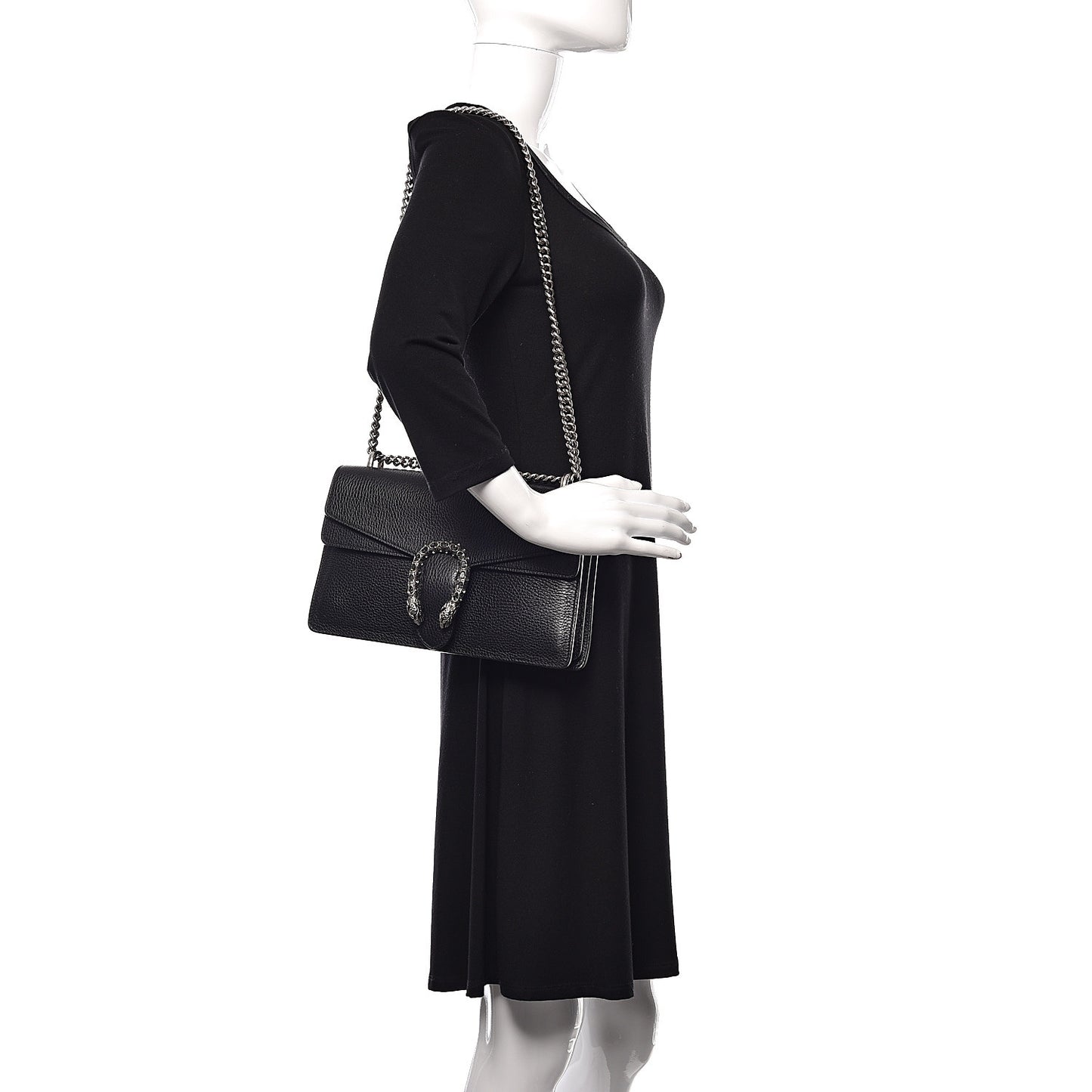 Pebbled Calfskin Small Dionysus Shoulder Bag Black