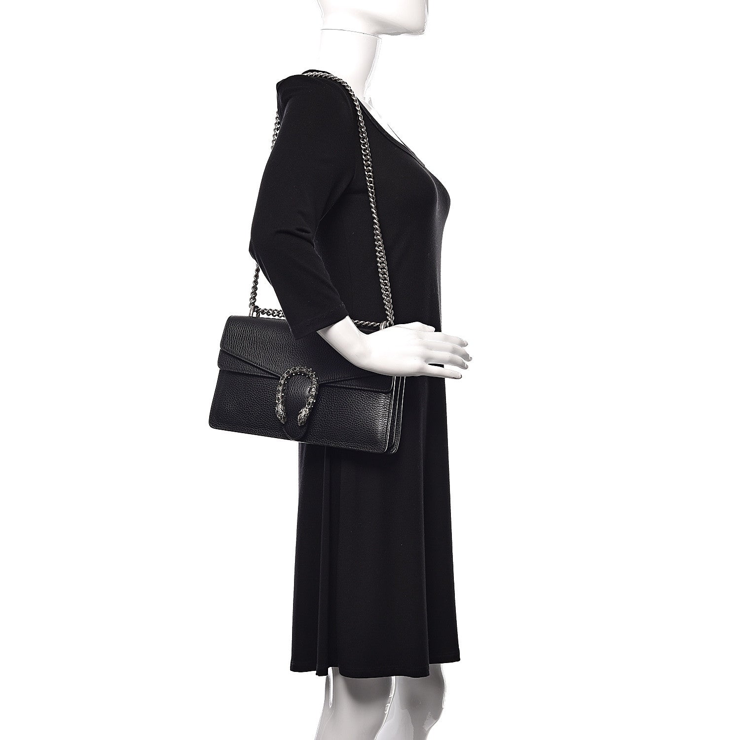 Gucci Pebbled Calfskin Small Dionysus Shoulder Bag Black 2 of 10