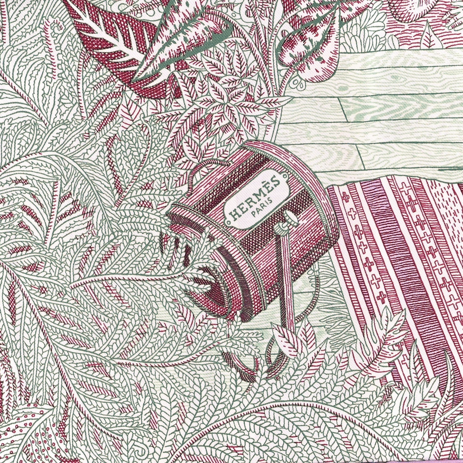 Hermes Silk Twill Acte III Scene I La Clairiere Scarf 90 Blanc Mauve Vert 2 of 3