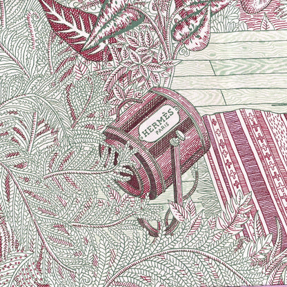 Hermes Silk Twill Acte III Scene I La Clairiere Scarf 90 Blanc Mauve Vert 2 of 3