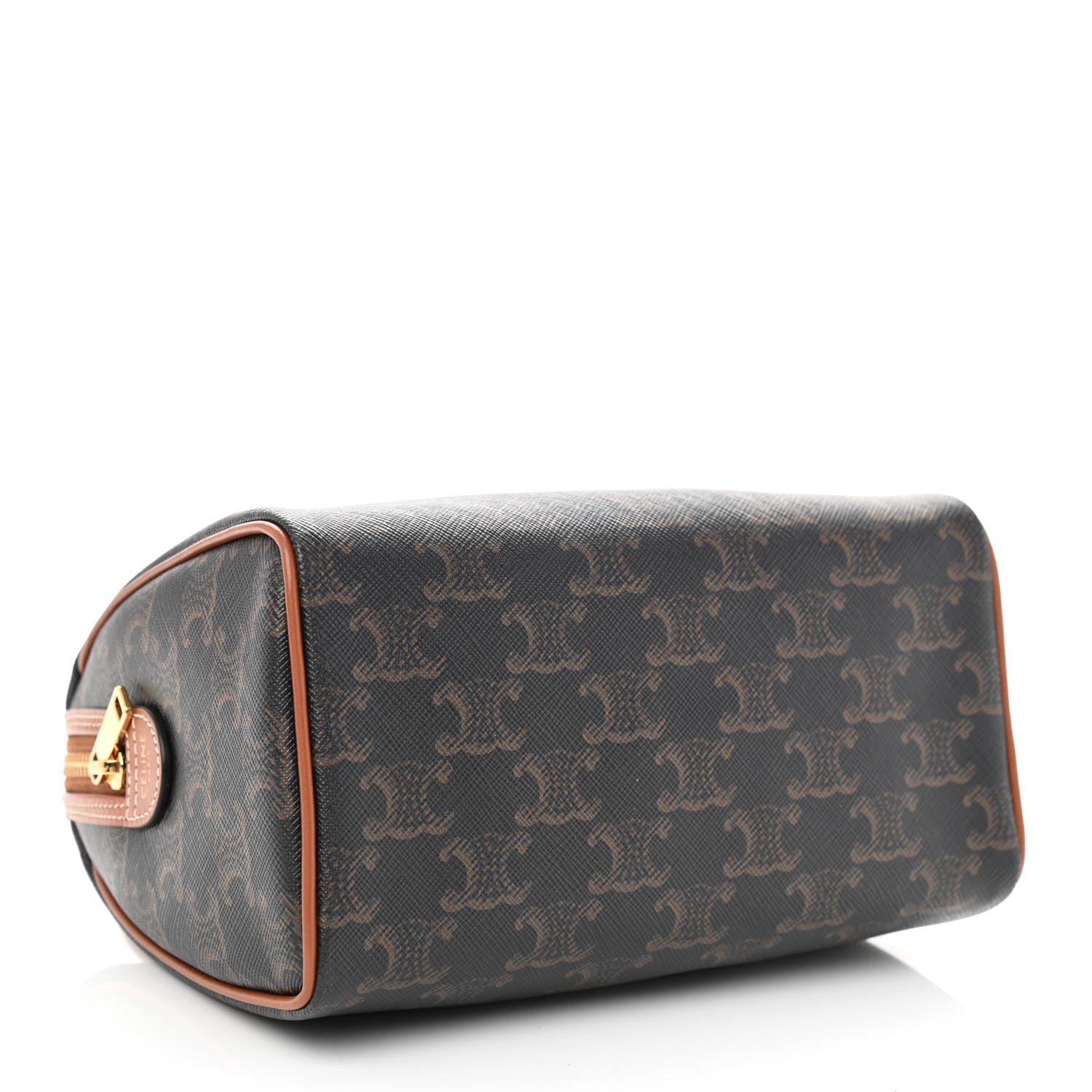 Celine Triomphe Canvas Calfskin Small Boston Bag Tan 4 of 7