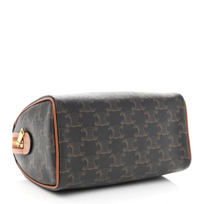 Celine Triomphe Canvas Calfskin Small Boston Bag Tan 4 of 7