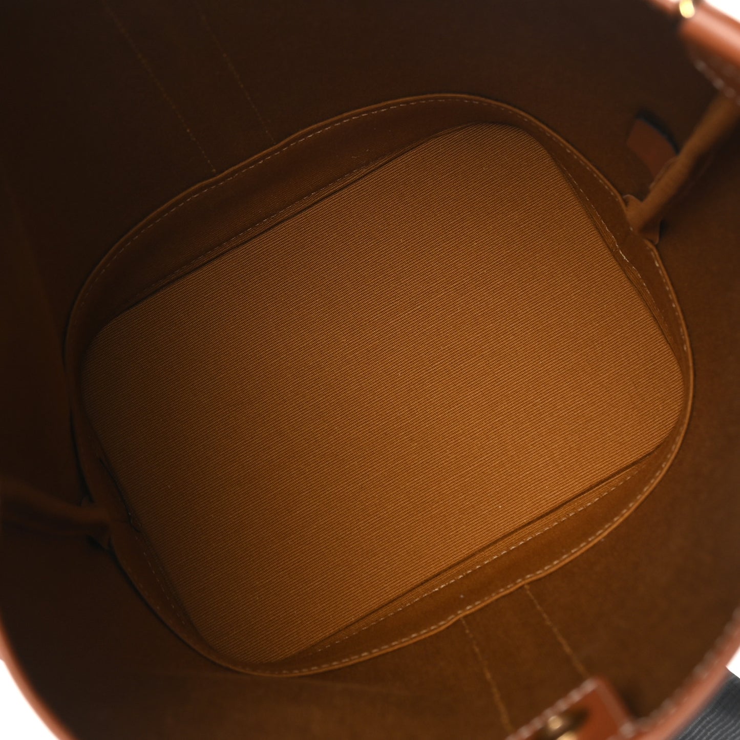 Triomphe Canvas Calfskin Small Bucket Bag Tan