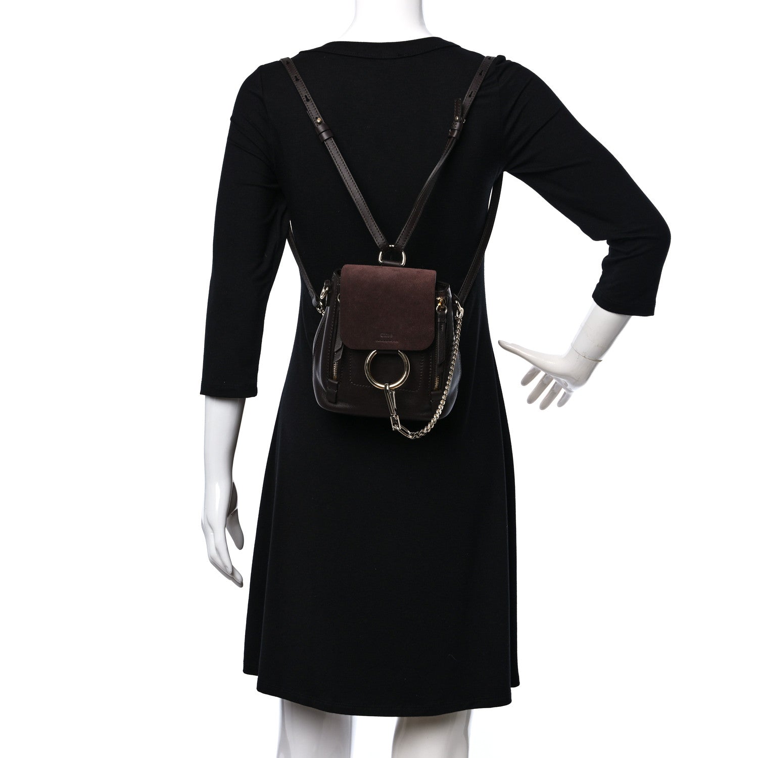 Chloe Suede Calfskin Mini Faye Backpack Carbon Brown 2 of 9