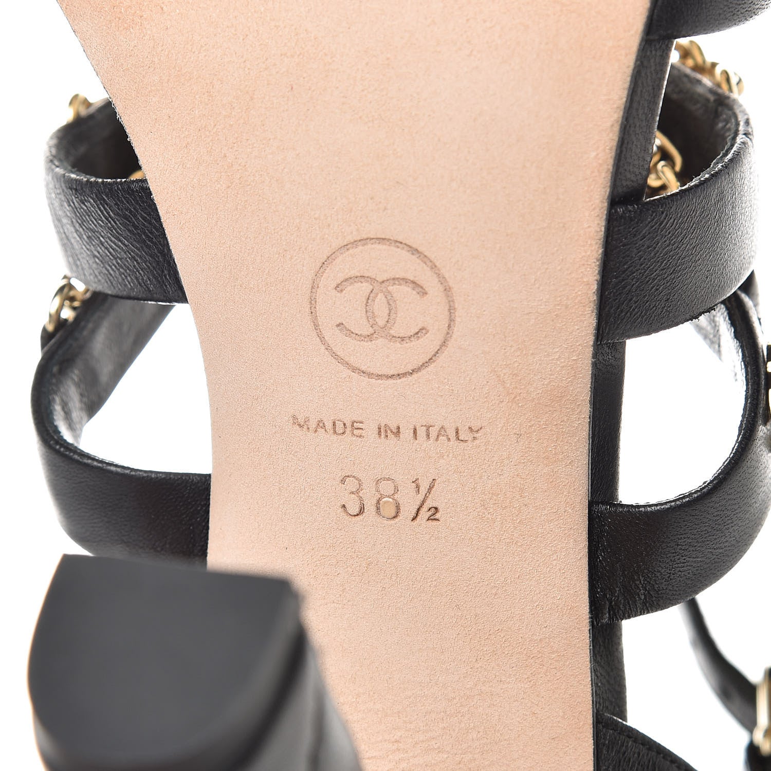 Chanel Lambskin Reissue Chain Sandals 38.5 Black 9 of 11