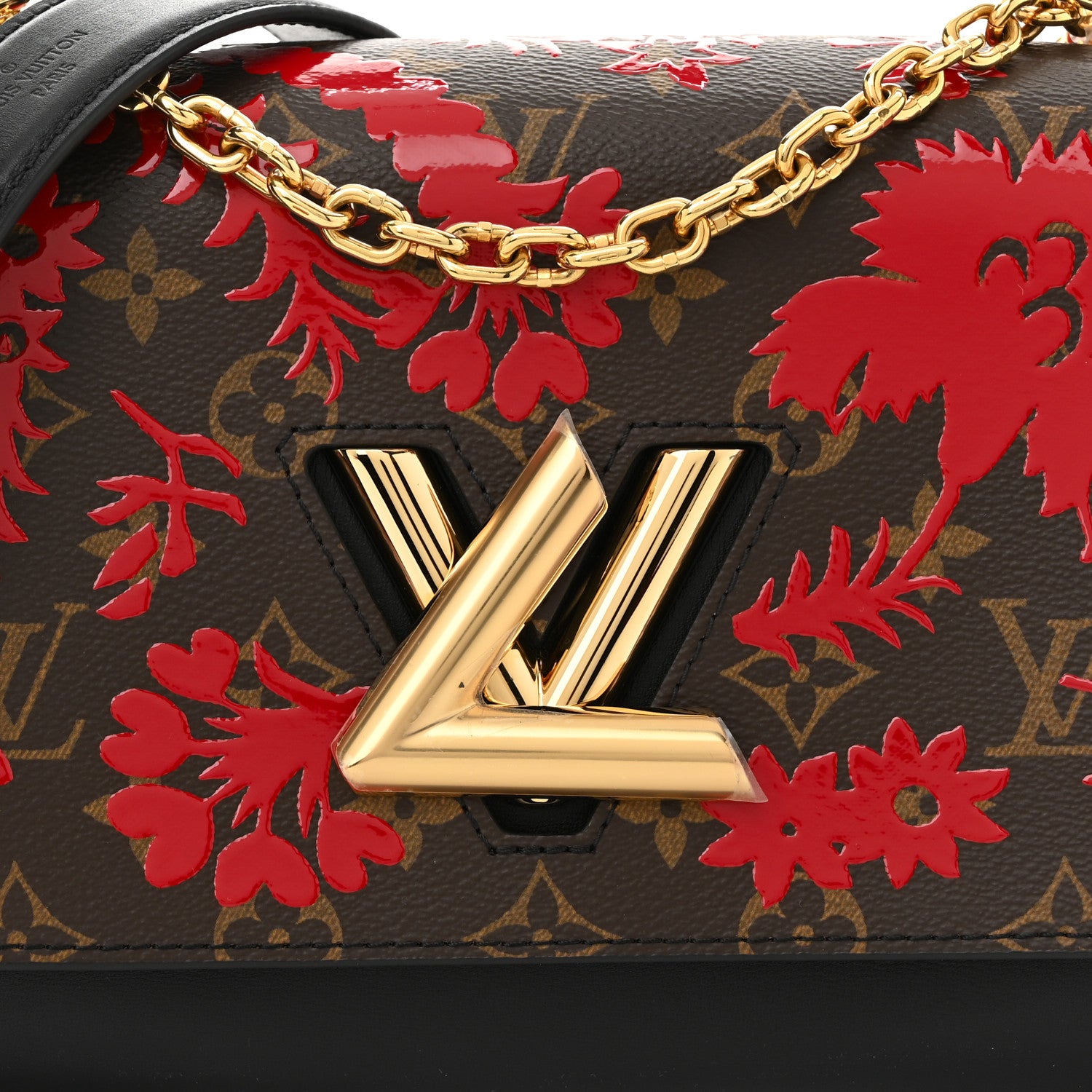 Louis Vuitton Calfskin Monogram Blossom Twist MM Rouge 8 of 11