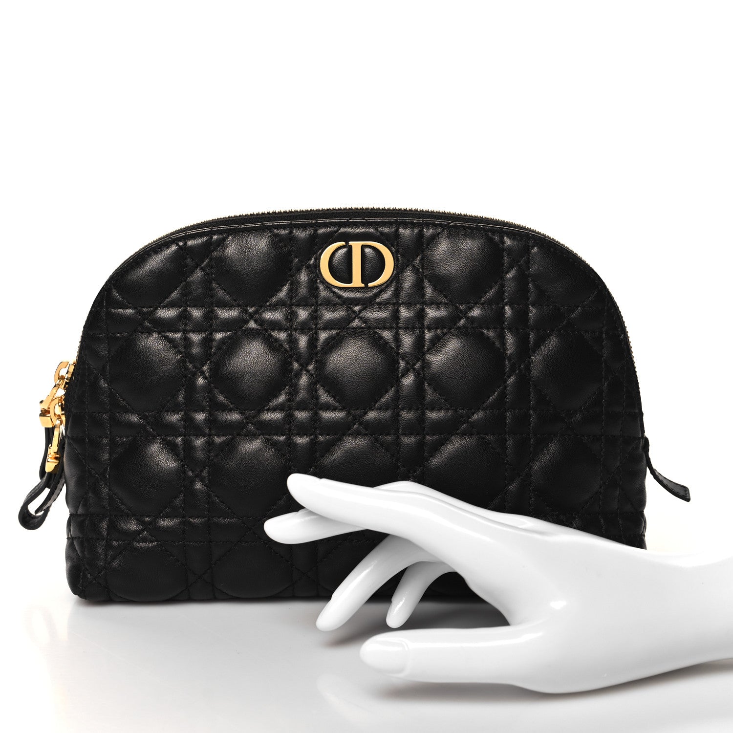 Christian Dior Lambskin Cannage Caro Beauty Pouch Black 2 of 6