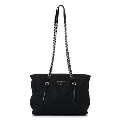 Prada Nylon Tessuto Acciaio Chain Shoulder Bag Black 1 of 23