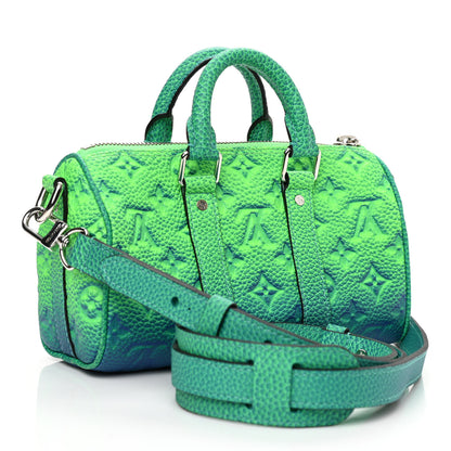 Louis Vuitton Taurillon Illusion Keepall XS Bleu Vert 3 of 8